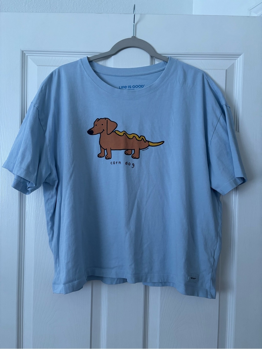 Life Is Good Light Blue 'Corn Dog' Graphic Dog Tee